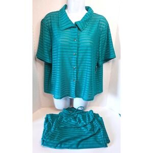 NWT Hurley Teal Mesh Swim Cover Set Top Pants XL/TG Beach Resort Vacation